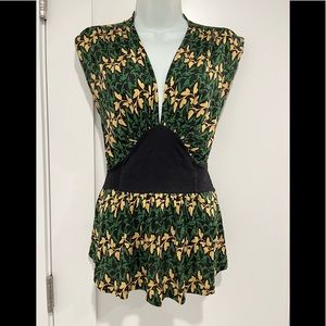 DVF printed tie back blouse sz S